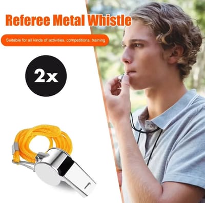 Actie4you® - Scheidsrechtersfluit Met Koord - Outdoor Fluit - Sport Fluit - Scheidsrechterfluit - Fluitje - RVS – Zilver – 2 Stuks