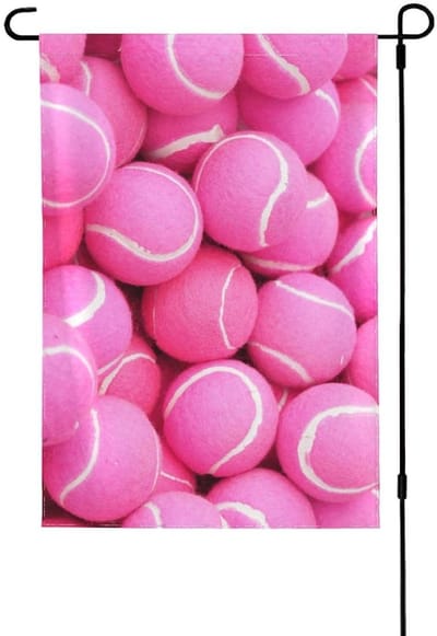 Tuinvlag Tennisbal - Decoratieve Vlag - Buiten Decoratie - Dubbelzijdig Bedrukt - 102 x 70 cm - Felroze