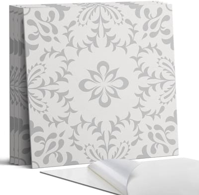 Coloray Wandpanelen Zelfklevend - Bloemenpatroon met details Zelfklevende Wandpanelen - 50 cm x 50 cm - Grijs Wandpaneel PVC - 4 stuks - Mozaïeken Wandpanelen Zelfklevend - Wandpanelen Keuken - Wandpaneel Badkamer