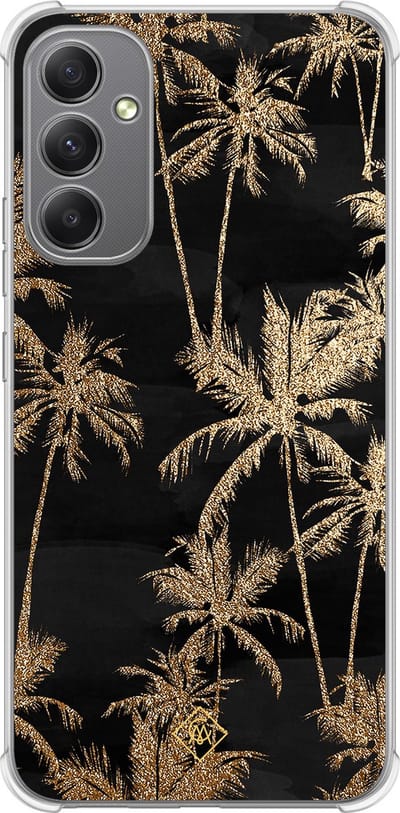 Casimoda® hoesje - Geschikt voor Samsung Galaxy A34 - Palmbomen - Shockproof case - Extra sterk - TPU/polycarbonaat - Zwart, Transparant