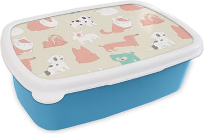 Broodtrommel Blauw - Lunchbox - Brooddoos - Patroon - Hond - Puppy - Jongens - Meisjes - Kinderen - Kids - 18x12x6 cm - Kinderen - Jongen