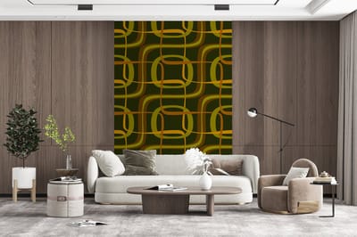 Behang - Fotobehang Jaren 70 - Retro - Groen - Breedte 200 cm x hoogte 300 cm