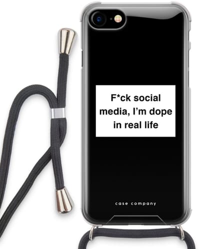 Case Company® - Hoesje met koord geschikt voor iPhone SE 2020 hoesje met Koord - I'm dope - Telefoonhoesje met Zwart Koord - Bescherming aan alle Kanten en Over de Schermrand