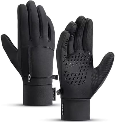 MoodLux Touchscreen Winter Handschoenen - Met Ritsvak - Winddicht en Waterafstotend - Antislip - Velvet warmtevoering - Dames & Heren - Perfecte Pasvorm - Zwart - Maat XS/S