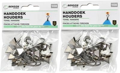 Benson Handdoekhaakjes - zilver - 20x - handdoekclips - ophanghaakjes