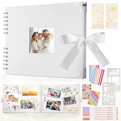Fotoalbum voor Scrapbooking en Gastenboek - 29,5 x 21 cm - Voor 160 Foto's met 6 Metalen Pennen - Perfect voor Verjaardag en Bruiloft