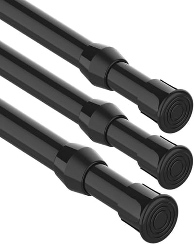 3-Delige Klemsstang zonder Boren (75-100cm) - Telescopische Veerstang voor Gordijnen, Zwart