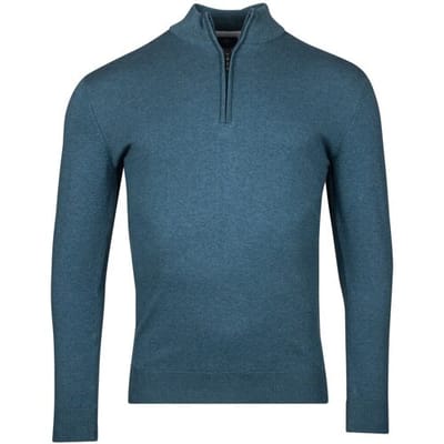 Baileys Trui Luxury Pima Cotton Half Zip Collar Single Knit Steel Blue / male