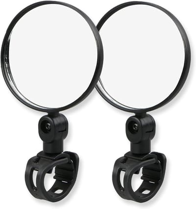 Achteruitkijkspiegel Geschikt voor fiets en elektrische scooter, 2-delig, 360° draaibare bolle spiegel en stuurbevestiging (15-35 mm)