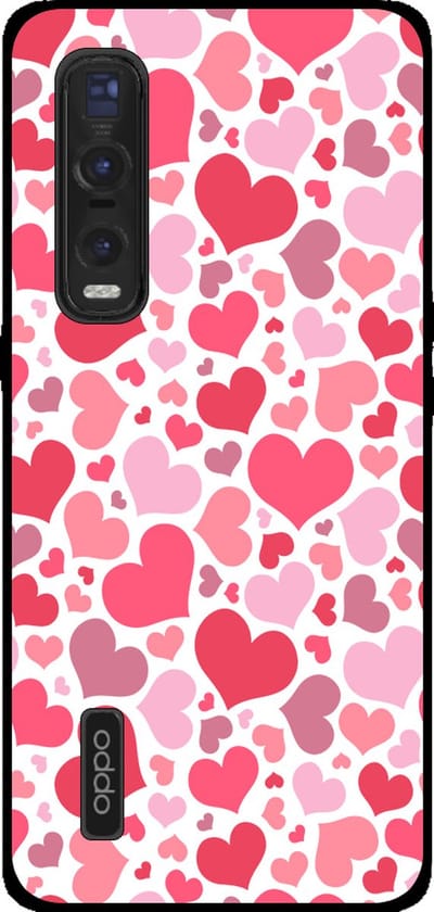 Smartphonica Telefoonhoesje Geschikt voor Oppo Find X2 Pro met Hartjes Print - Hearts Design TPU Backcover Case - Kinder Hoesje met Hartjes Design geschikt voor Oppo Find X2 Pro