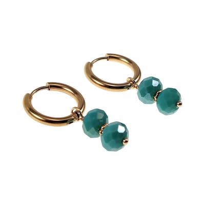 ∅16mm Oorringen Dames - Gefacetteerd Groen Kristal - Verguld RVS - Oorbellen met Hangers