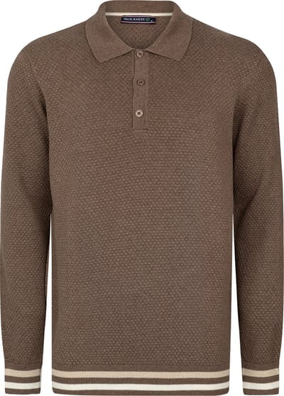 Felix Hardy Gebreide Polo Trui - Polo Kraag - Sweater - 100% Katoen Heren Bruin - M