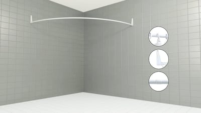 Gebogen Douchegordijnstang 140x140 Cm met Wandbevestiging - 100% Roestvrij Staal, PVC-vrij