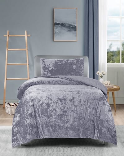 Princessdekbedovertrek Crushed Velvet -Soft Touch - Fluweel - Dekbedovertrek met Drukknopen- Eenpersoons - 140x200/220 + 1 kussensloop 60x70 -Grijs