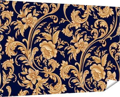 Gards Tuinposter Decoratieve Gouden Bloemen Achtergrond - 180x120 cm - Tuindoek - Tuindecoratie - Wanddecoratie buiten - Tuinschilderij