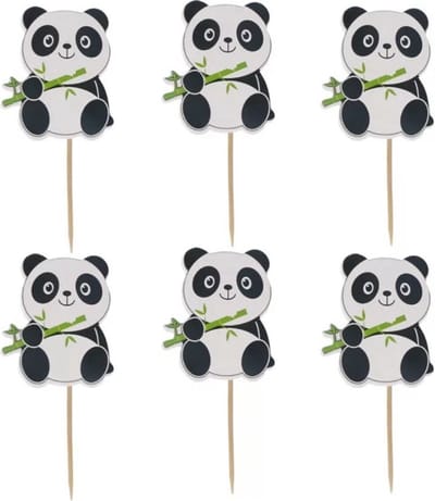 Akyol - Panda prikkers - cocktailprikkers -verjaardag prikker -cupcake prikker Panda -12 stuks - cake - taart -verjaardag cupcake topper – Panda’s -cocktail prikker -cocktailprikker -verjaardag topper - Panda verjaardag