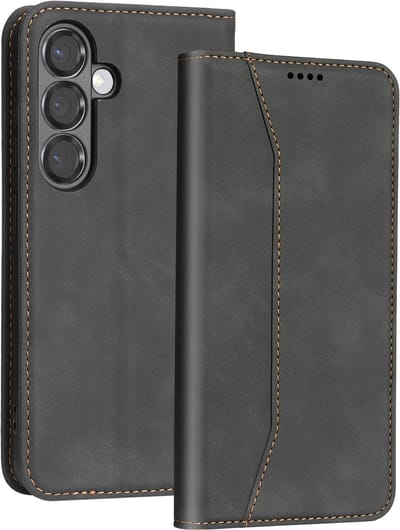 Podec Hoesje met Pasjeshouder geschikt voor Samsung Galaxy A57 - Zwart Telefoonhoesje - Anti-Shock Bookcase Cover met 1x Screenprotector