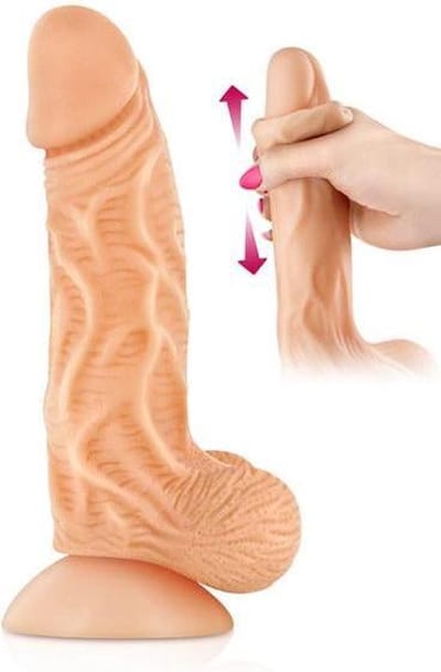 Real Body Real Jo Realistische Zuignap Vibrator met bewegende voorhuid 18.5 cm - beige