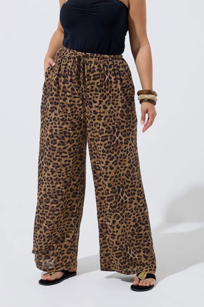 Limited Collection Bruine Broek Met Luipaardprint En Kreukeleffect Size 46