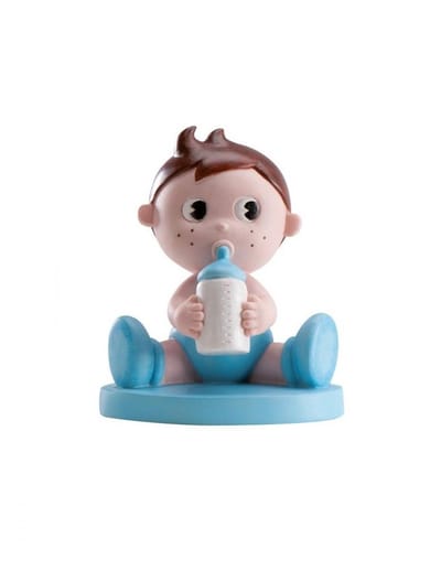 DEKORA - Harsbeeldje jongen met zuigfles 10 cm voor babyborrel