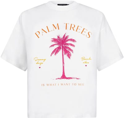 Ydence T-shirt Palm Trees Tops & T-shirts Dames - Shirt - Roze - Maat S