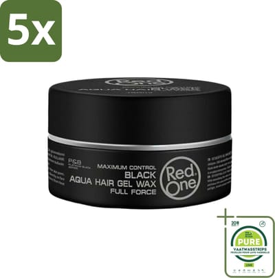 5 x Red One - Haarwax - Black - Aqua Hair Gel Wax - Voor Krachtige Fixatie & Glans - 150 ml - Grootverpakking - Haarwax - Haargel - Haargel Wax - Krachtige Fixatie - Glans