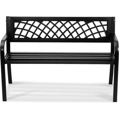 Buitenbank, 46 inch Metalen Tuinbank voor Buiten, Bank met Laadvermogen van 480 lbs, Buiten Tuin Parkbank met Rugleuning en Armleuningen, Terras