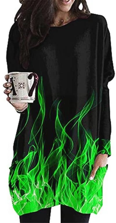 Dames T-shirt met lange mouwen - 3D vlam print - Casual oversized top voor herfst en winter