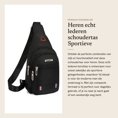 Dailygoods- Schoudertas Heren - Multifunctioneel - Verstelbare Schouderriem - Oxford Stof - Voorvak/Ritsvak - Vintage Design - Borstas