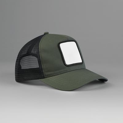 Beechfield 5-panel trucker pet met vierkante patch B636 - OLIVE GREEN/BLACK - One size