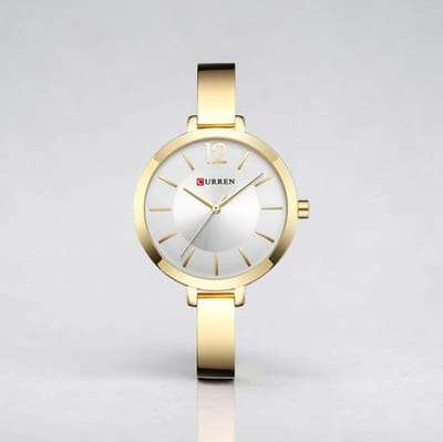 CURREN Wit Wijzerplaat Goudkleurige Elegant Dameshorloge - Minimalistisch RVS Horloge met Japanse Quartz in 5 Kleuren - 36mm Kast