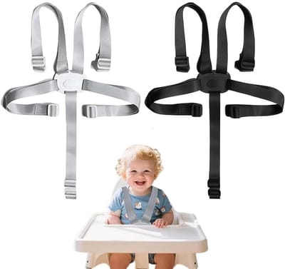 Verstelbare Zitting Kussen voor Hoge Stoelen met Veiligheidsgordel Set, Twee Delig Vijf-Punts Systeem voor Hoge Stoelen en Kinderwagens