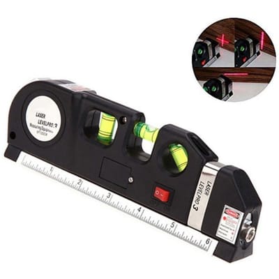 1PCS Laser Waterpas Meetlint Metrische Liniaal Rechte Lijn Horizon Verticaal zwart
