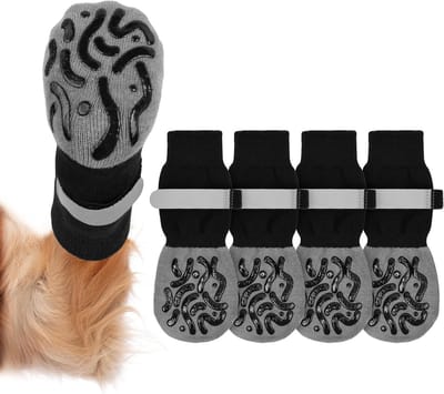 Niet-slip hondenkousen, 2 paar verstelbare en wasbare sokken voor kleine en middelgrote honden, bescherming voor hondenpootjes