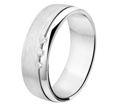 Gerhodineerd Zilver Ring A312 - 6 Mm 0.03Ct H Si 1315594
