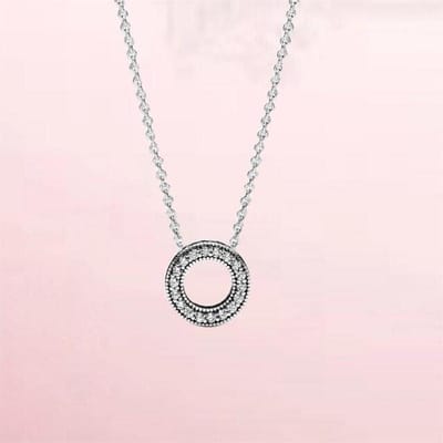 Collier Cercle en Argent Sterling 925 Halloween Meilleur Cadeau Bijoux DIY Design Original Charme Dame Abordable Fashi 45cm argenté