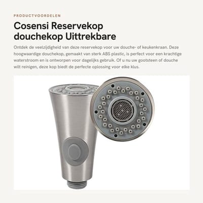 Douchekop met 2 functies - Uittrekbare Slang - Roestvrij Staal - Krasbestendig - Eenvoudige Installatie - Geschikt voor Thuisgebruik - Douchekoppen