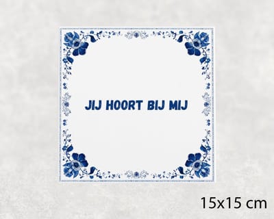 Spreuk tegel 15x15 cm Jij hoort bij mij
