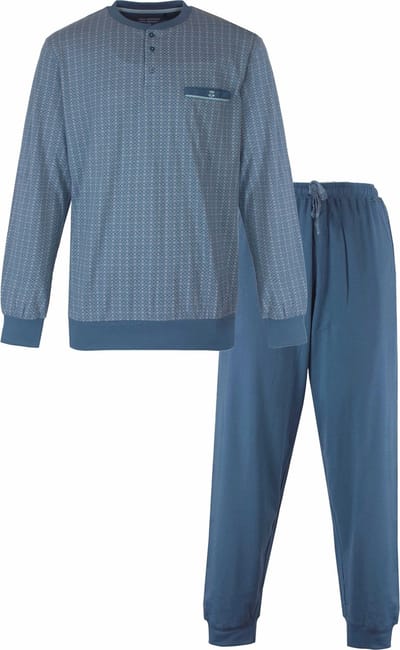 Paul Hopkins Heren Pyjama - Geprint Dessin - Petrol Blauw - Maat L