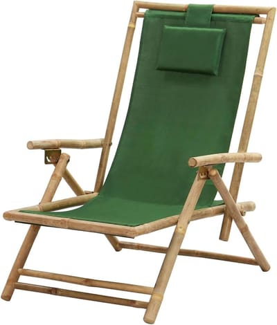 Relaxstoel Bamboe - Tuinstoel Lounger - Buiten Ontspannen - Verstelbare Rugleuning - Opvouwbaar - Groen