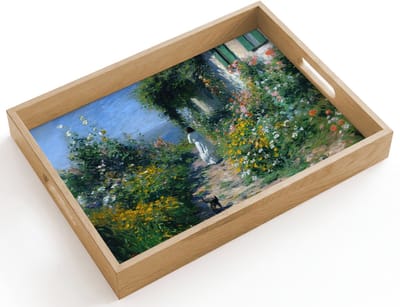 Dienblad hout 40x30 cm - Schootdienblad - Kat - Vrouw - Bloemen - Huis - Borrelplank rechthoek - Plateau dienbladen