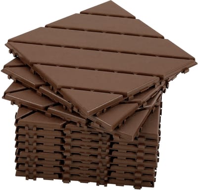 Terrastegels Kunststof Vlondertegels 11 Stuks - 30 x 30 cm 1m² 6 latten - Makkelijke en Snelle Montage - Balkontegels - Onderhoudsvrij - Tuin, Balkontegels - Terrasplanken - Bruin