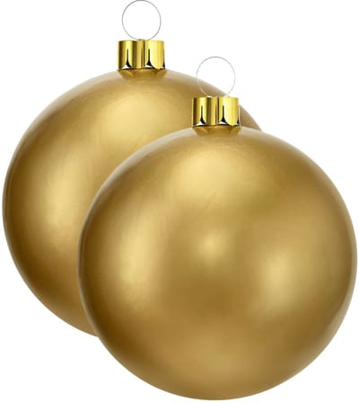 Christmas Decoration mega grote kerstbal - 2x - 65 cm - goud - opblaasbaar