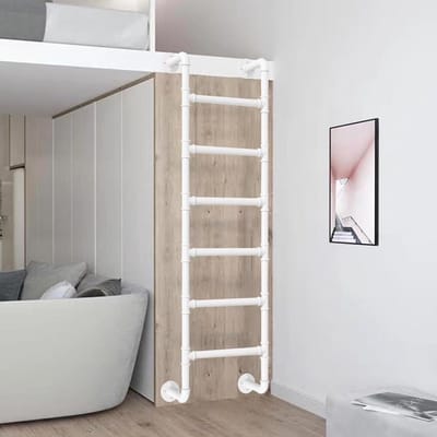 Loftladder Metaal - Zolderladder Trap - Hoogslaper Bereiken - Robuuste IJzeren Constructie - 100-300 cm Hoog - Wit