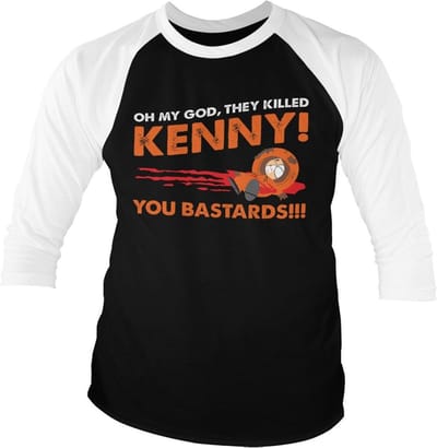 South Park The Killed Kenny- Base-ball T-shirt met 3/4-mouwen, wit-it-e-Black