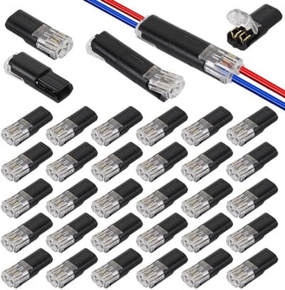 Waterdichte 2-Pole Kabelconnectoren - 30 Stuks Snelle Verbinding voor 12V LED Verlichting en Crimpverbindingen, Geschikt voor 18-22 AWG Kabels