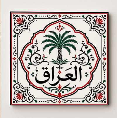 Irak Decoratieve Keramische Tegel – Iraakse Palmboom Wandtegel – Groen Rood Zwart Heritage Souvenir Cadeau