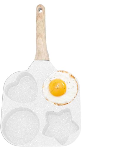 Omelet Pan - Eierpan Vormen - Ontbijt Maken - Vier Vormen - 18 cm - Wit