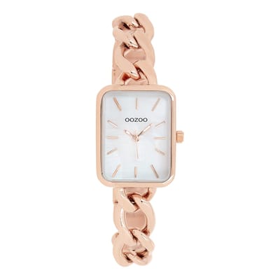 OOZOO Timepieces - Rosé kleurige horloge met rosé kleurige schakelarmband - C11134