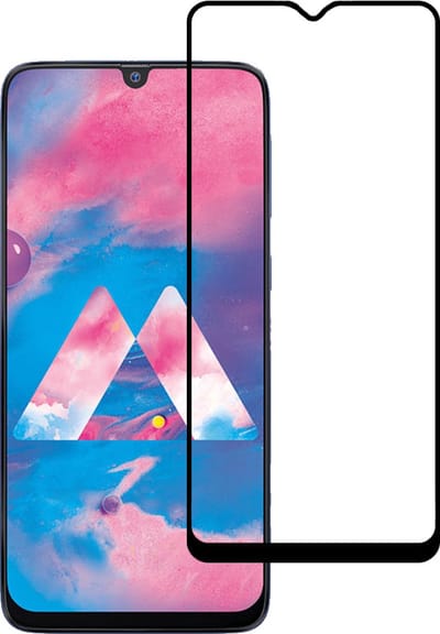 Smartphonica Screenprotector Geschikt voor Samsung Galaxy M30 - Full Cover Tempered Glass with Round Edge - Gehard glas met Afgeronde Hoeken geschikt voor Samsung Galaxy M30